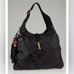 GUCCI Jackie Large Black Leather Shoulder Bag